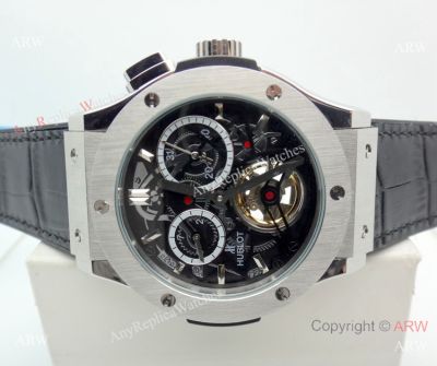 Hublot Classic Fusion Tourbillon Skeleton Watch 45mm SS Black Gummy Band